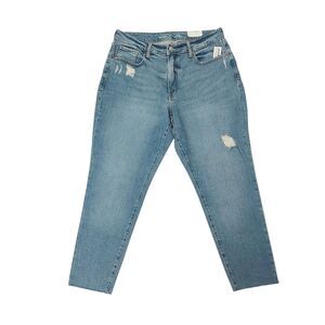 Old Navy Jeans Womens 16 Blue High Rise Curvy O G Straight Stretch Raw Hem Ankle